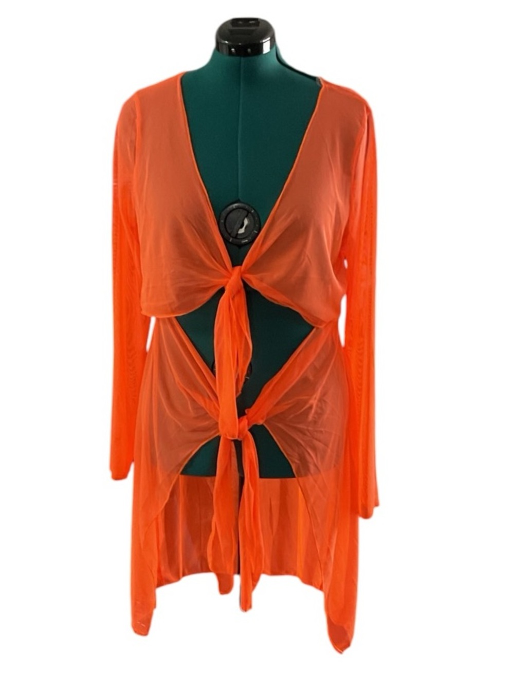 NWOT Sheer Long-Sleeve Orange Beach Cover-Up